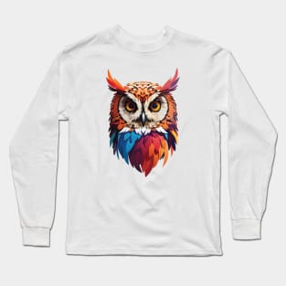 Colourful Owl with Woohoo word on her head Long Sleeve T-Shirt